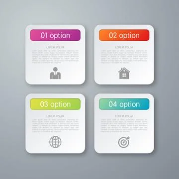 Vector illustration of four square infographics Illustrazione stock