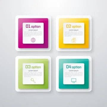 Vector illustration of four square infographics Stock Illustration