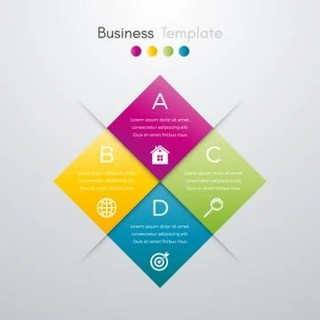 Vector illustration of four square infographics Stock Illustration