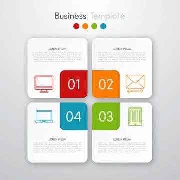 Vector illustration of four square infographics Stock Illustration
