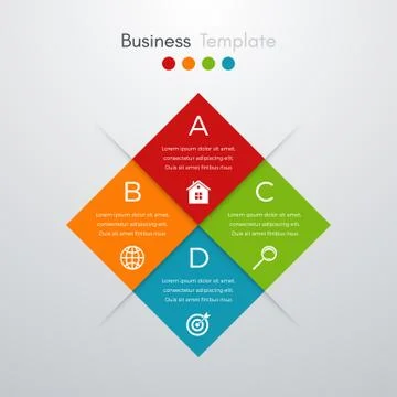 Vector illustration of four square infographics Stock Illustration