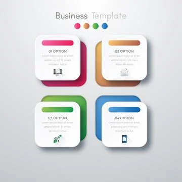 Vector illustration of four square infographics Stock Illustration
