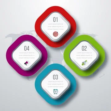 Vector illustration of four square infographics Stock Illustration