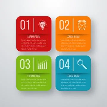 Vector illustration of four square infographics Stock Illustration