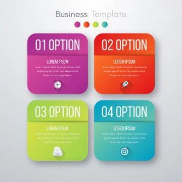 Vector illustration of four square infographics Stock Illustration