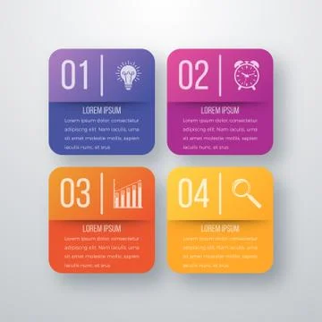 Vector illustration of four square infographics Stock Illustration