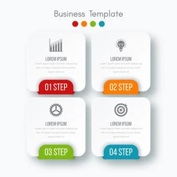 Vector illustration of four square infographics Stock Illustration