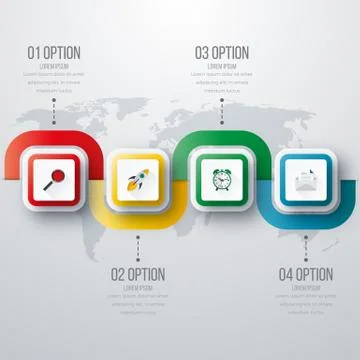 Vector illustration of four square infographics Stock Illustration