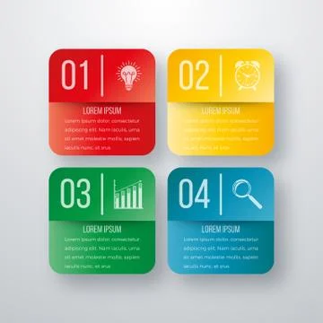 Vector illustration of four square infographics Stock Illustration
