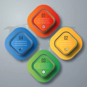 Vector illustration of four square infographics Stock Illustration