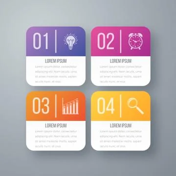 Vector illustration of four square infographics Stock Illustration
