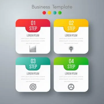 Vector illustration of four square infographics Stock Illustration
