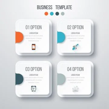 Vector illustration of four square infographics Stock Illustration