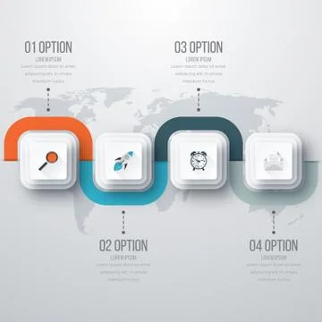 Vector illustration of four square infographics Stock Illustration