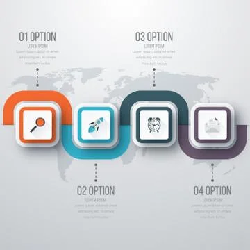Vector illustration of four square infographics Stock Illustration