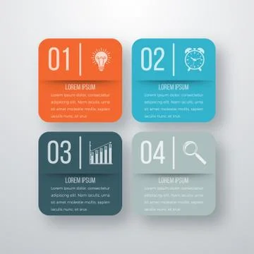 Vector illustration of four square infographics Stock Illustration