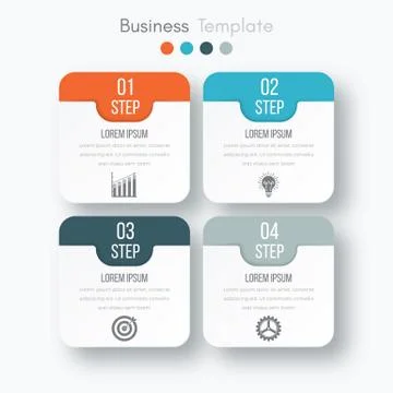 Vector illustration of four square infographics Stock Illustration