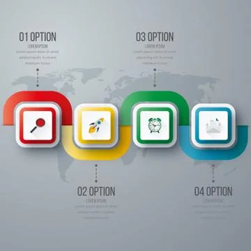 Vector illustration of four square infographics Stock Illustration
