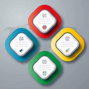 Vector illustration of four square infographics Stock Illustration
