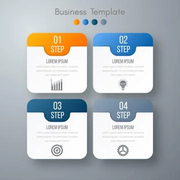Vector illustration of four square infographics Stock Illustration