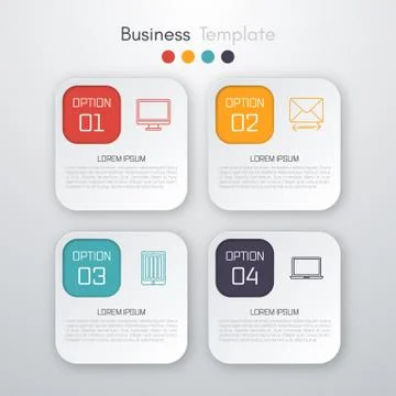 Vector illustration of four square infographics Stock Illustration