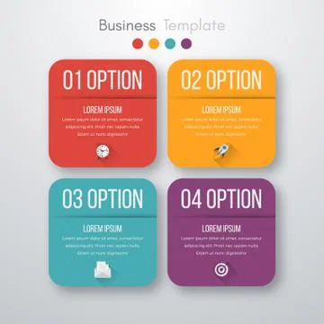 Vector illustration of four square infographics Stock Illustration