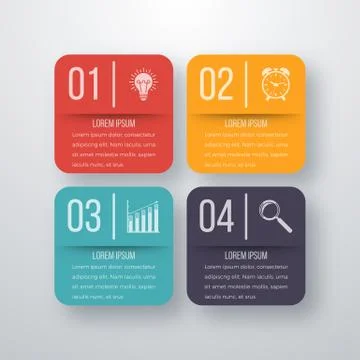 Vector illustration of four square infographics 스톡 일러스트