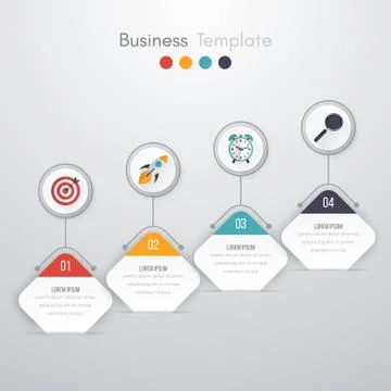 Vector illustration of four square infographics Stock Illustration