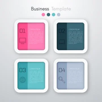 Vector illustration of four square infographics Stock Illustration
