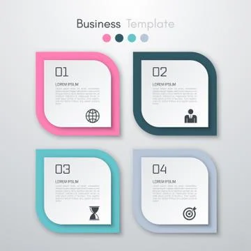 Vector illustration of four square infographics Stock Illustration