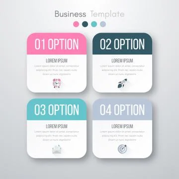 Vector illustration of four square infographics Stock Illustration