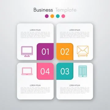 Vector illustration of four square infographics Stock Illustration