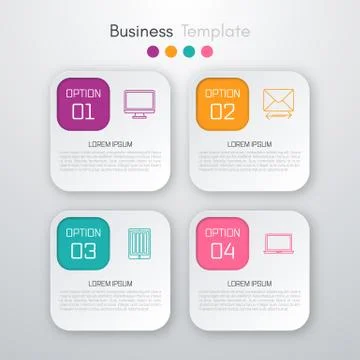 Vector illustration of four square infographics Stock Illustration
