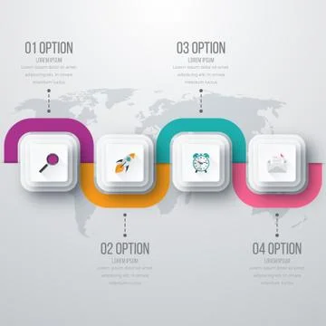 Vector illustration of four square infographics 스톡 일러스트