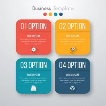 Vector illustration of four square infographics 스톡 일러스트