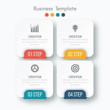 Vector illustration of four square infographics Stock Illustration