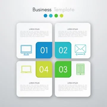 Vector illustration of four square infographics Stock Illustration