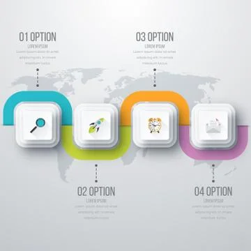 Vector illustration of four square infographics Stock Illustration