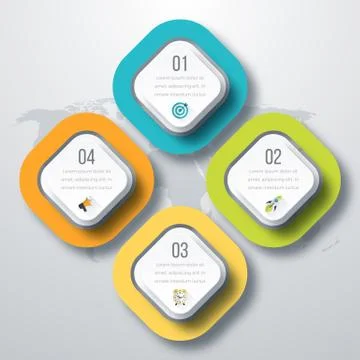 Vector illustration of four square infographics Illustrazione stock