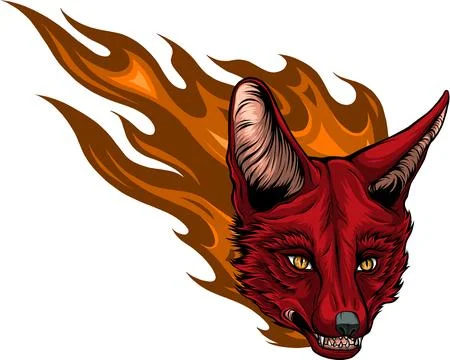 Vector Illustration of fox head with flames 스톡 일러스트