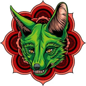 Vector illustration of Fox head mascot on white background Stock-Illustration