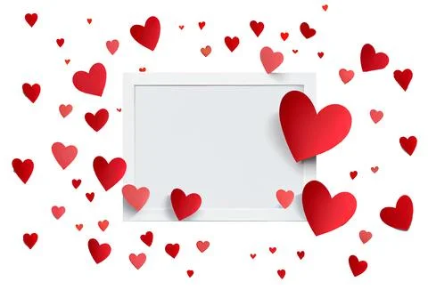 Red paper heart frame background heart frame Vector Image