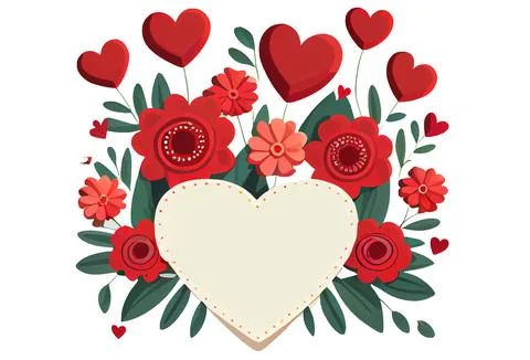 Vector illustration of frame background with heart spring concept Stock Illustration