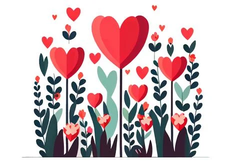 Vector illustration of frame background with heart spring concept Stock Illustration