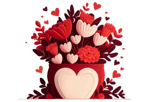 Vector illustration of frame background with heart spring concept Stock Illustration