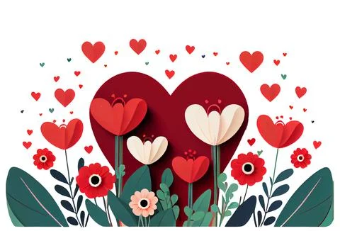 Vector illustration of frame background with heart spring concept Stock Illustration