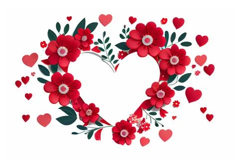 Vector illustration of frame background with heart spring concept Stock Illustration