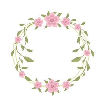 Vector illustration of a frame made of flowers and leaves. Stock Illustration