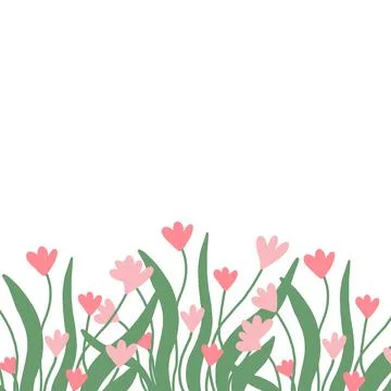 Vector illustration of frame made of pink flowers. Stock Illustration