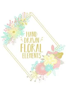 Vector illustration of a frame in the shape of a rhombus, decorated with flor Stock Illustration
